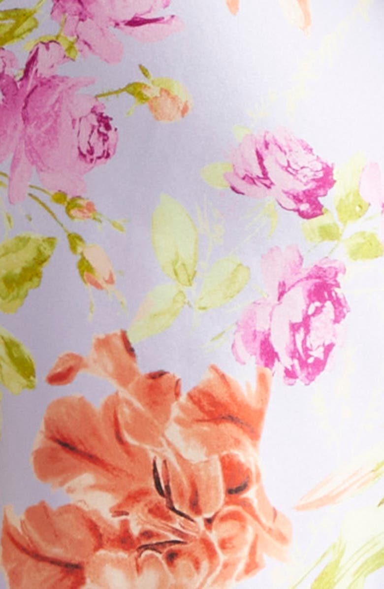 Cinq à Sept Jacy Ruched Sleeve Tie Waist Satin Shirtdress, Alternate, color, Pale Lavender Multi