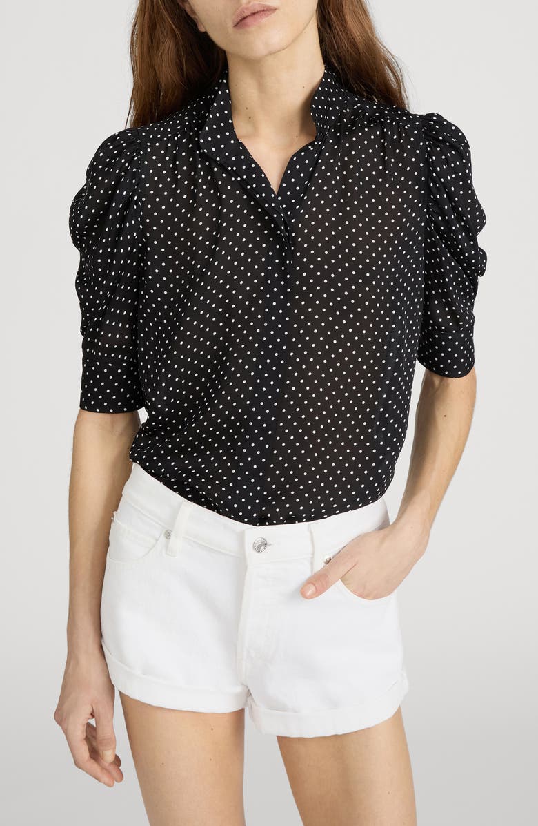 FRAME The Gillian Silk Button-Up Shirt, Main, color, Black Multi