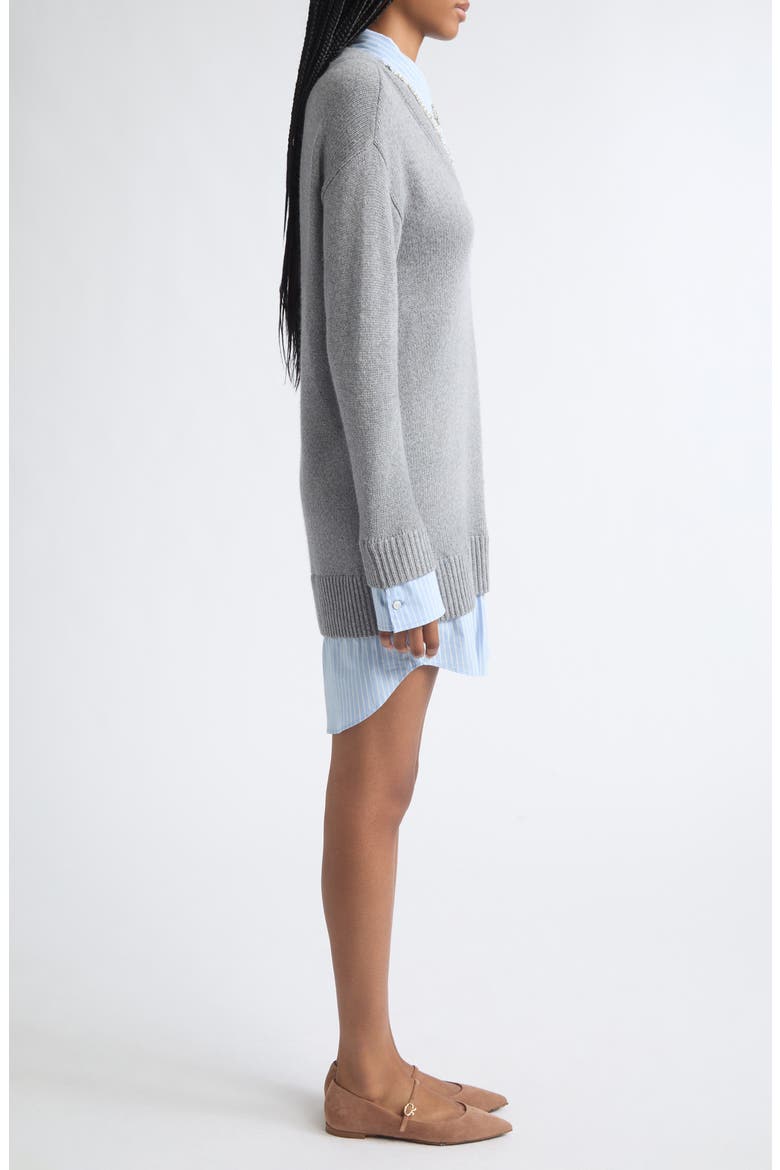 Santina Mixed Media Sweater, Alternate, color, HEATHER GREY/ BLUE MULTI