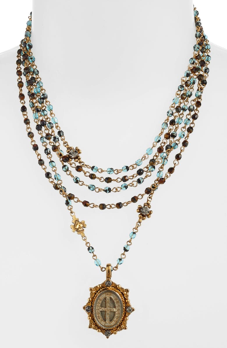 Virgins Saints & Angels Oval Pinto San Benito Magdalena Rosary Necklace, Alternate, color, 