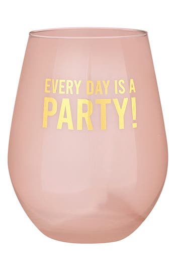 Creative Brands Every Day Is A Party Stemless Wine Glass In Pink