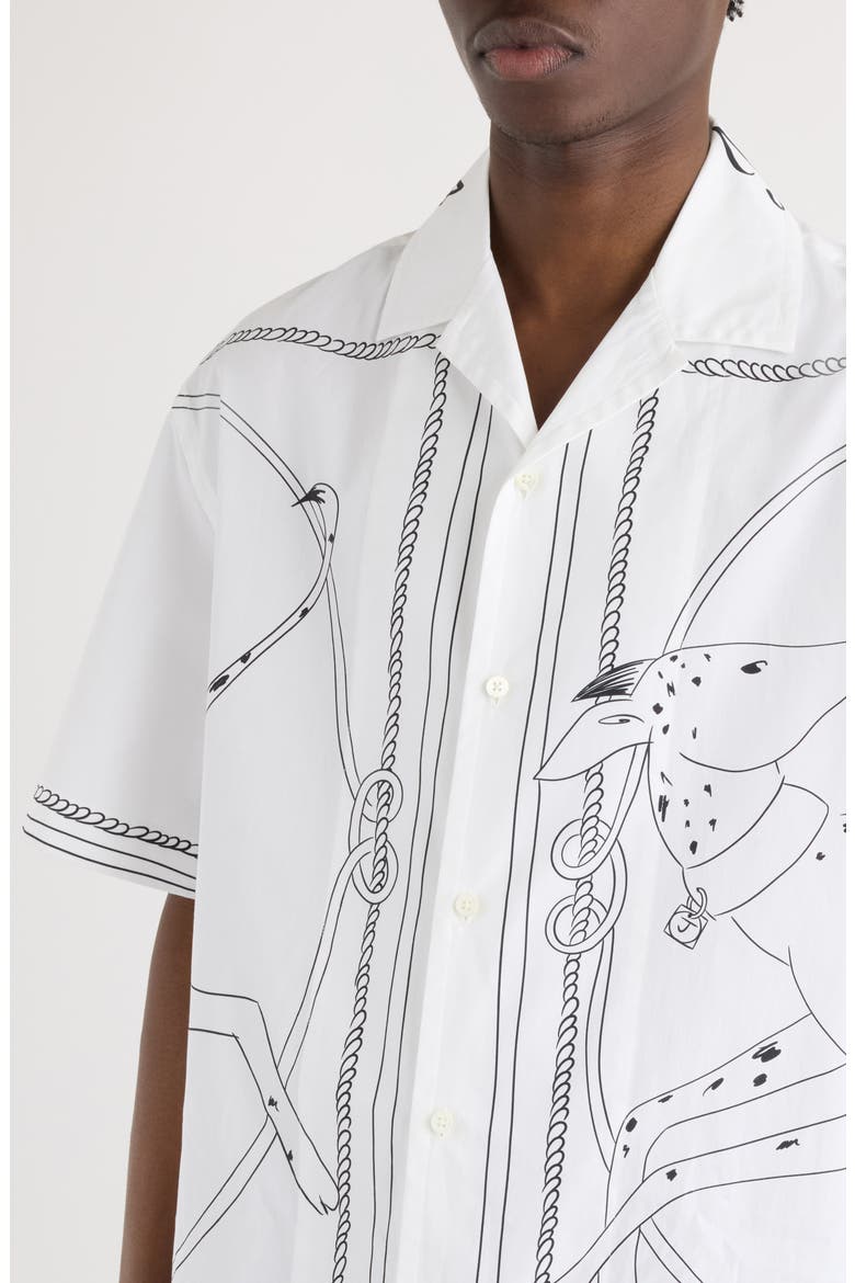 La Chemise Jean Dog Print Camp Shirt, Alternate, color, PRINT DOG WHITE/ BLACK
