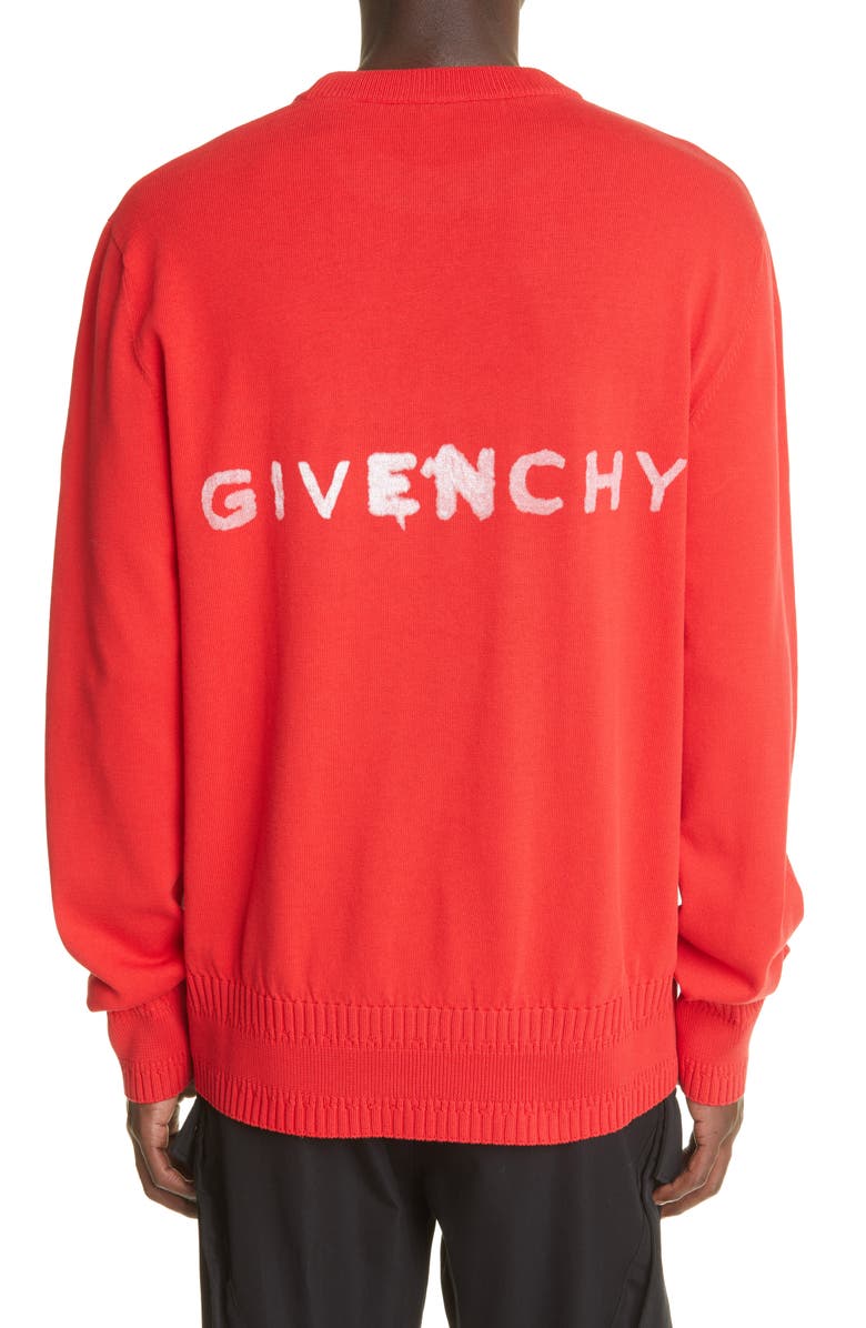 Givenchy Gothic Print Cotton Sweater, Alternate, color, 