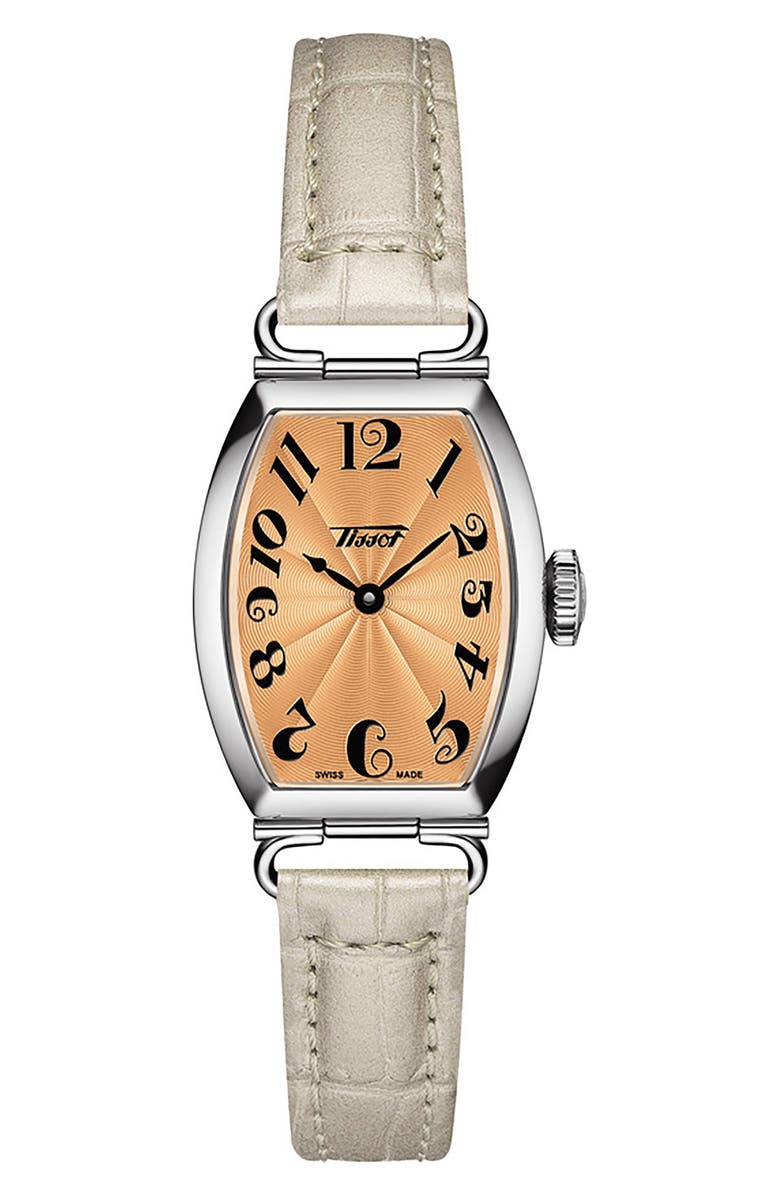 Tissot Heritage Tonneau Leather Strap Watch, 22mm, Main, color, 