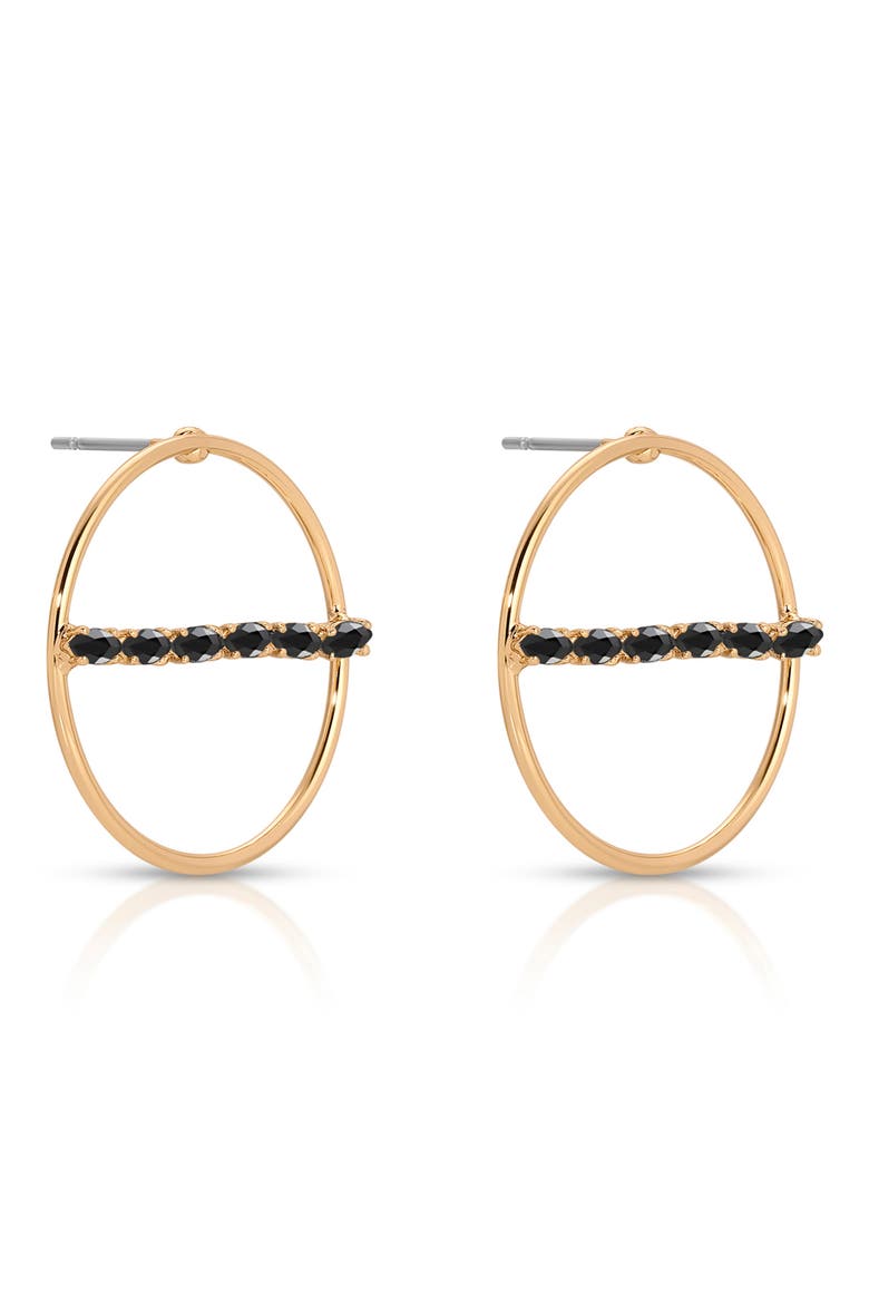 Dainty Marquise Frontal Hoop Earrings, Alternate, color, BLACK