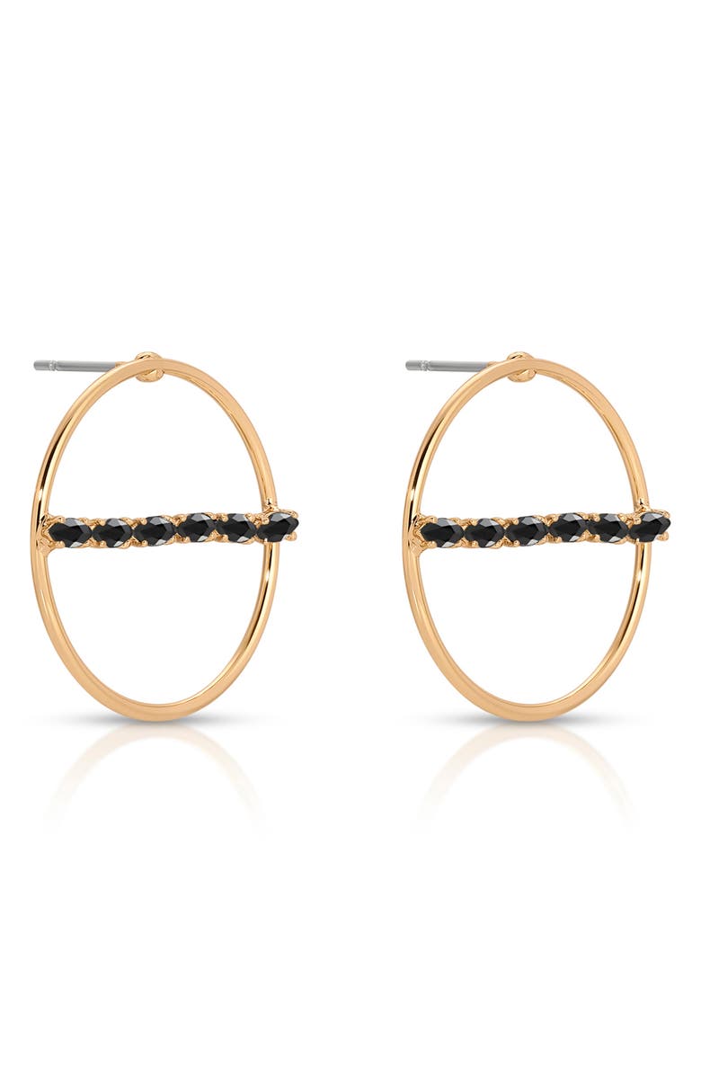 Ettika Dainty Marquise Frontal Hoop Earrings, Alternate, color, Black