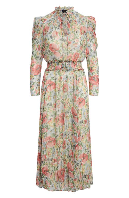 Polo Ralph Lauren Abrele Floral Long Sleeve Midi Dress In Rose Floral