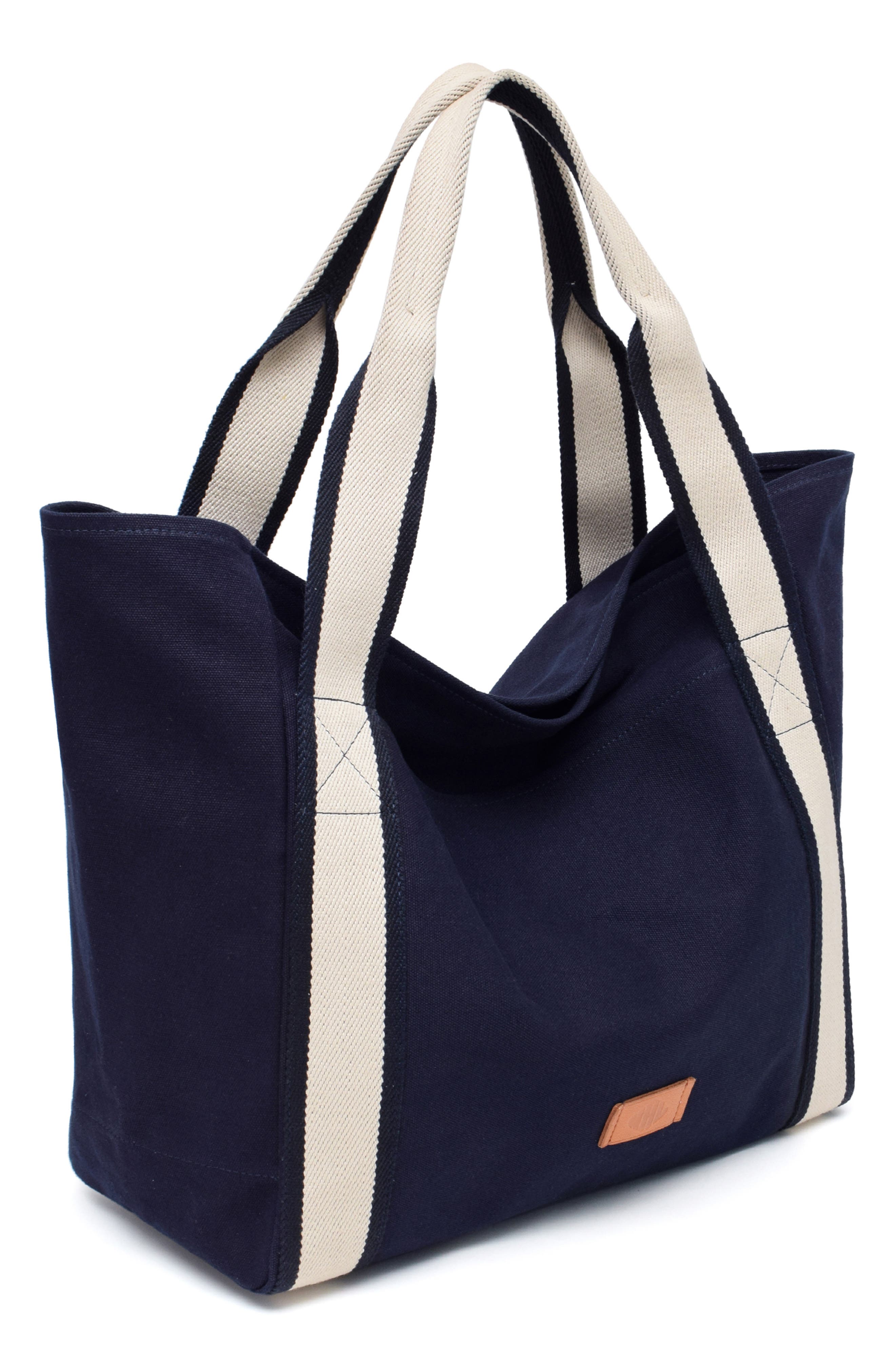 New Amsterdam Leatherworks Large Liliana Canvas Tote, Alternate, color, Midnight/ Ivory