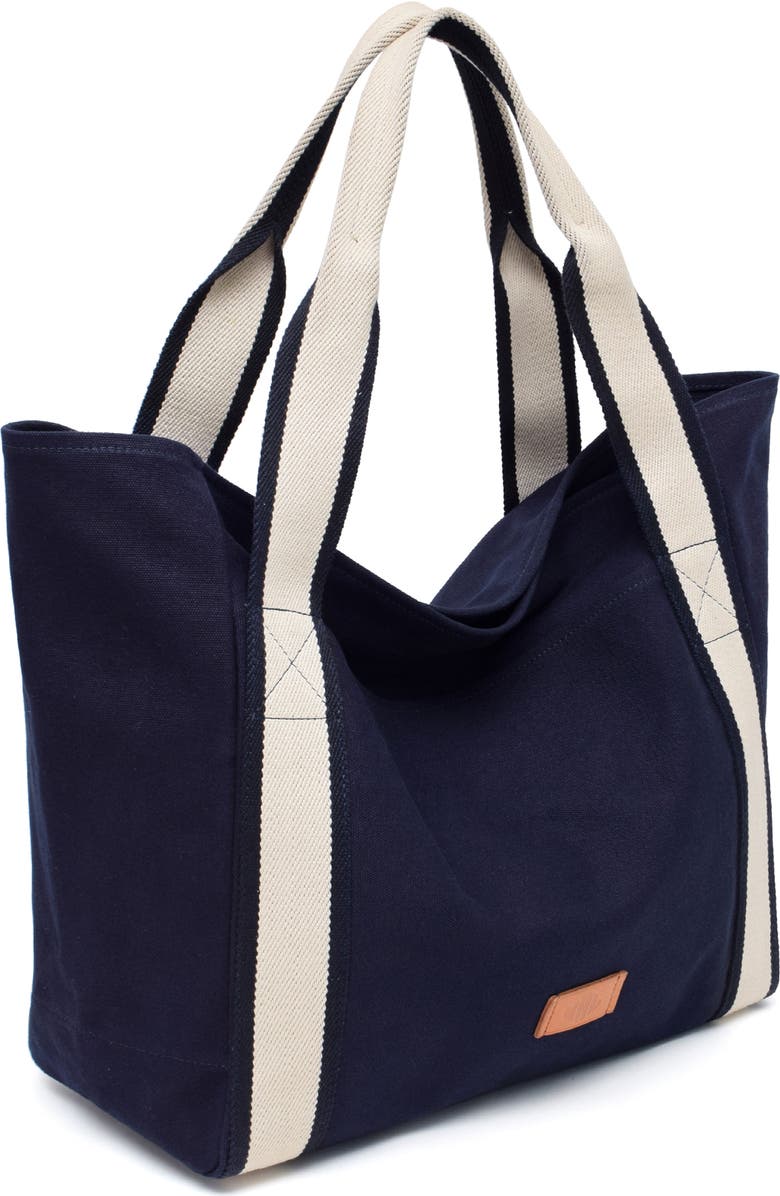 New Amsterdam Leatherworks Large Liliana Canvas Tote, Alternate, color, Midnight/ Ivory