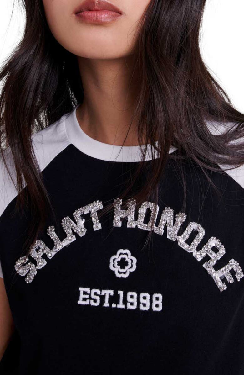 maje Saint-Honoré diamanté T-shirt, Alternate, color, 