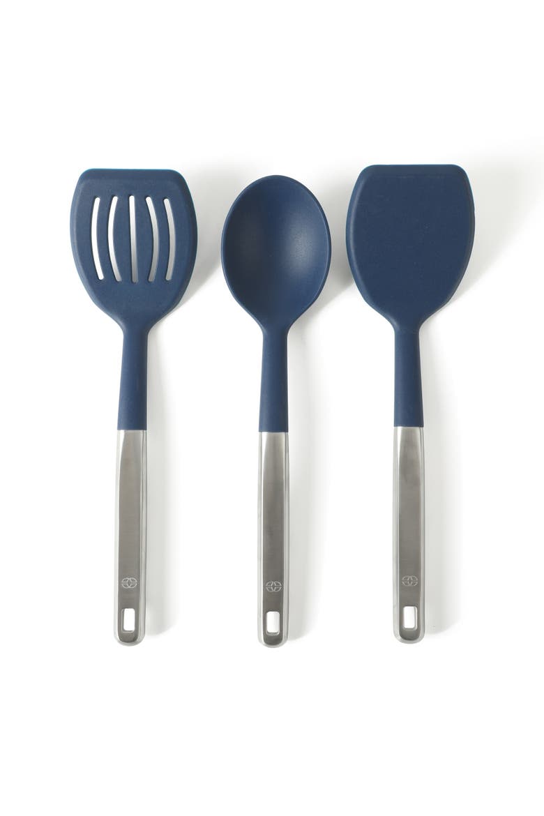 Prime 7 Piece Silicone and Teak Wood Kitchen Tool Set, Alternate, color, Navy