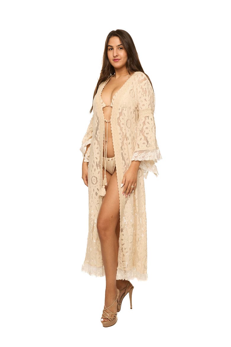 Long Sleeve Lace Duster, Alternate, color, IVORY
