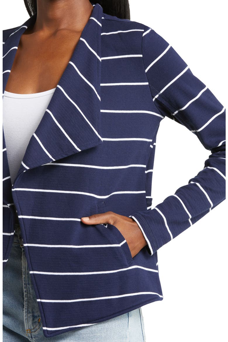 Drape Collar Knit Blazer, Alternate, color, NAVY- WHITE LAURANNE STRIPE