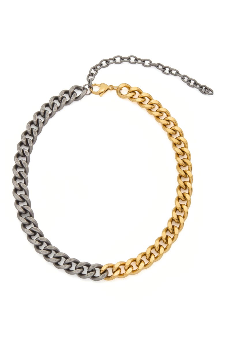 Two-Tone Curb Chain Necklace, Main, color, SILVER/ GOLD