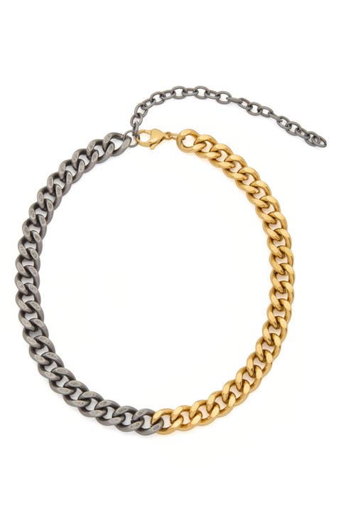 Two-Tone Curb Chain Necklace