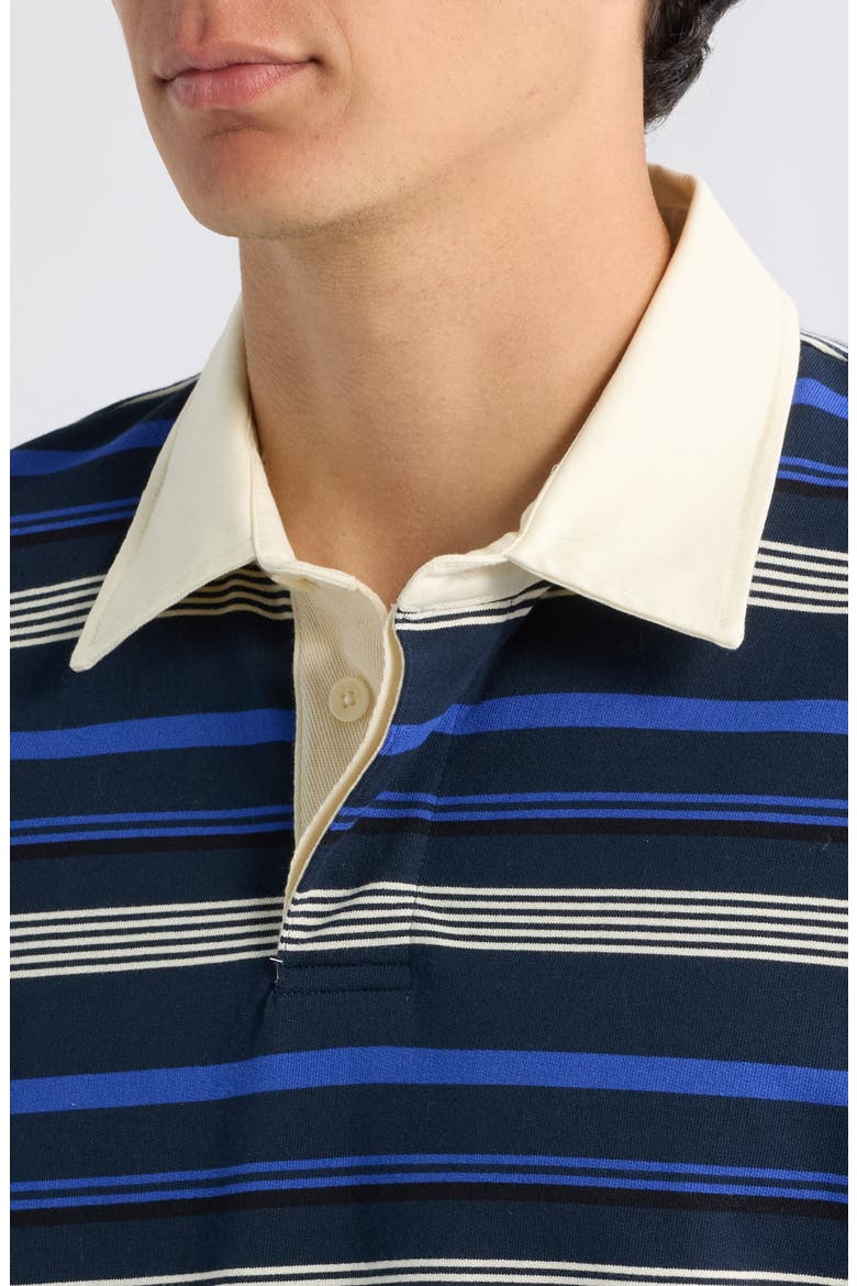 David Striped Organic Cotton Long Sleeve Rugby Shirt, Alternate, color, NAVY STRIPE
