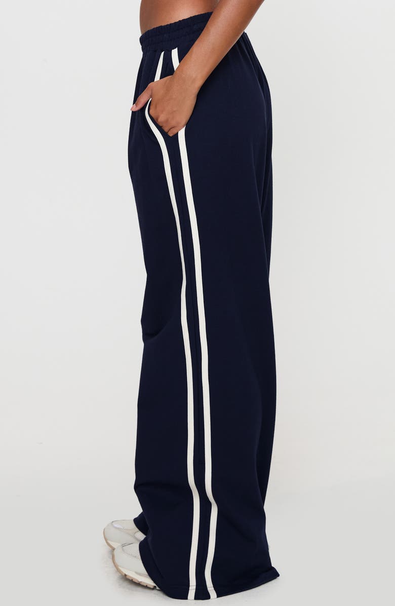 Princess Polly Circuit Cotton Blend Track Pants, Alternate, color, Navy