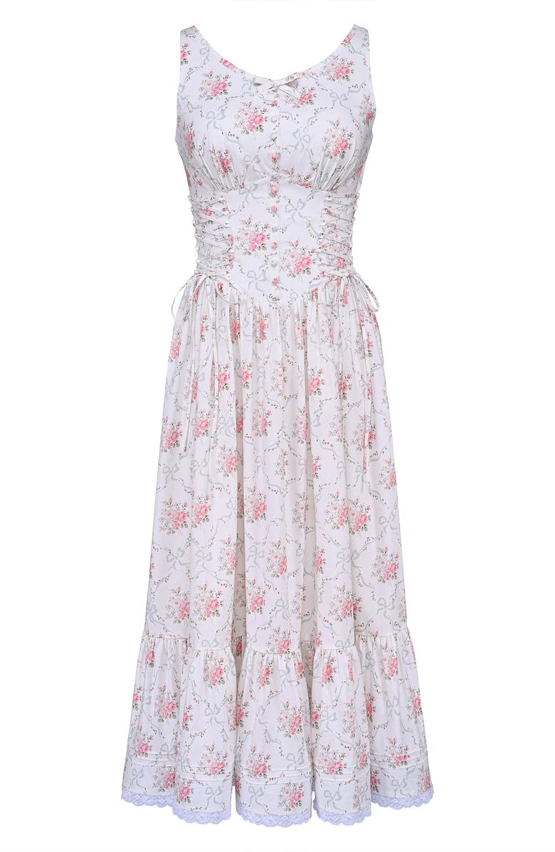 HOUSE OF CB Sienna Floral Print Midi Dress, Alternate, color, Cream Rose