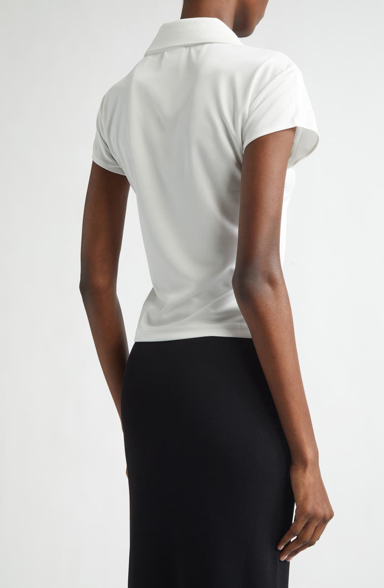 Courrèges Sports Crop Logo Polo, Alternate, color, Heritage White