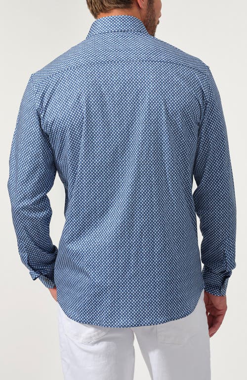 Studio Garnet Los Angeles Micro Dot Stretch Supima Cotton Button-up Shirt In Blue