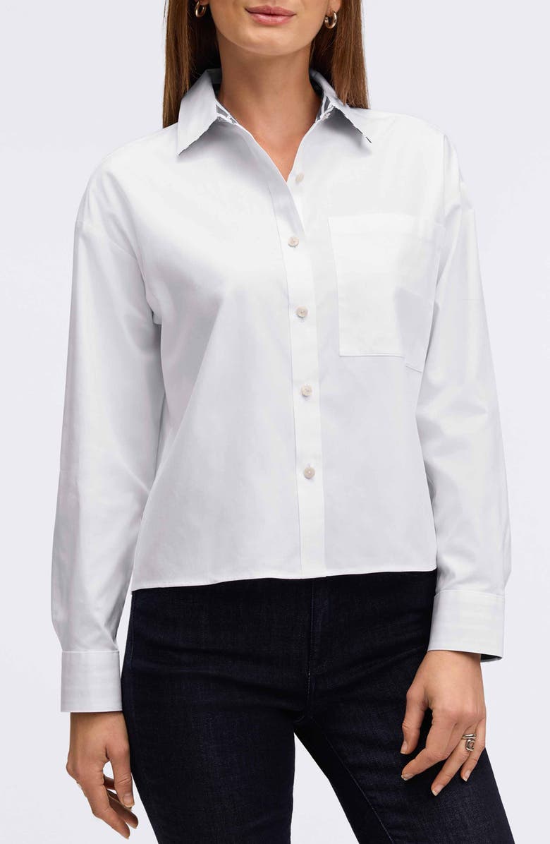 Foxcroft Marina Cotton Button-Up Shirt, Alternate, color, White