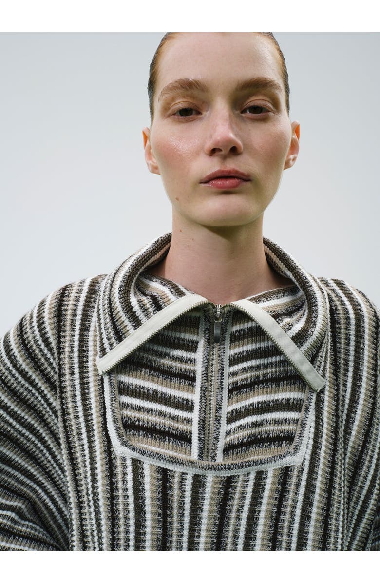 Labeca London Juniper Striped Wool Cape, Alternate, color, Black