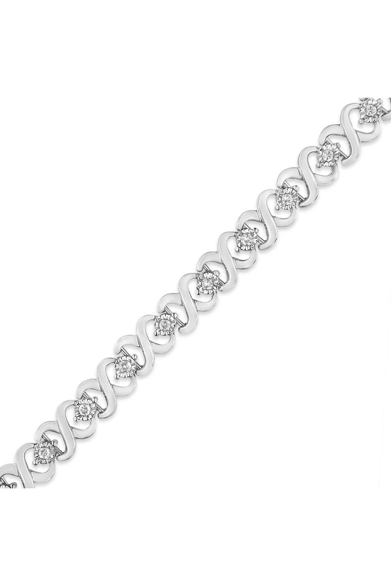 Silver 1/3 Cttw Miracle Plate Diamond Infinity Link Bracelet, Alternate, color, White