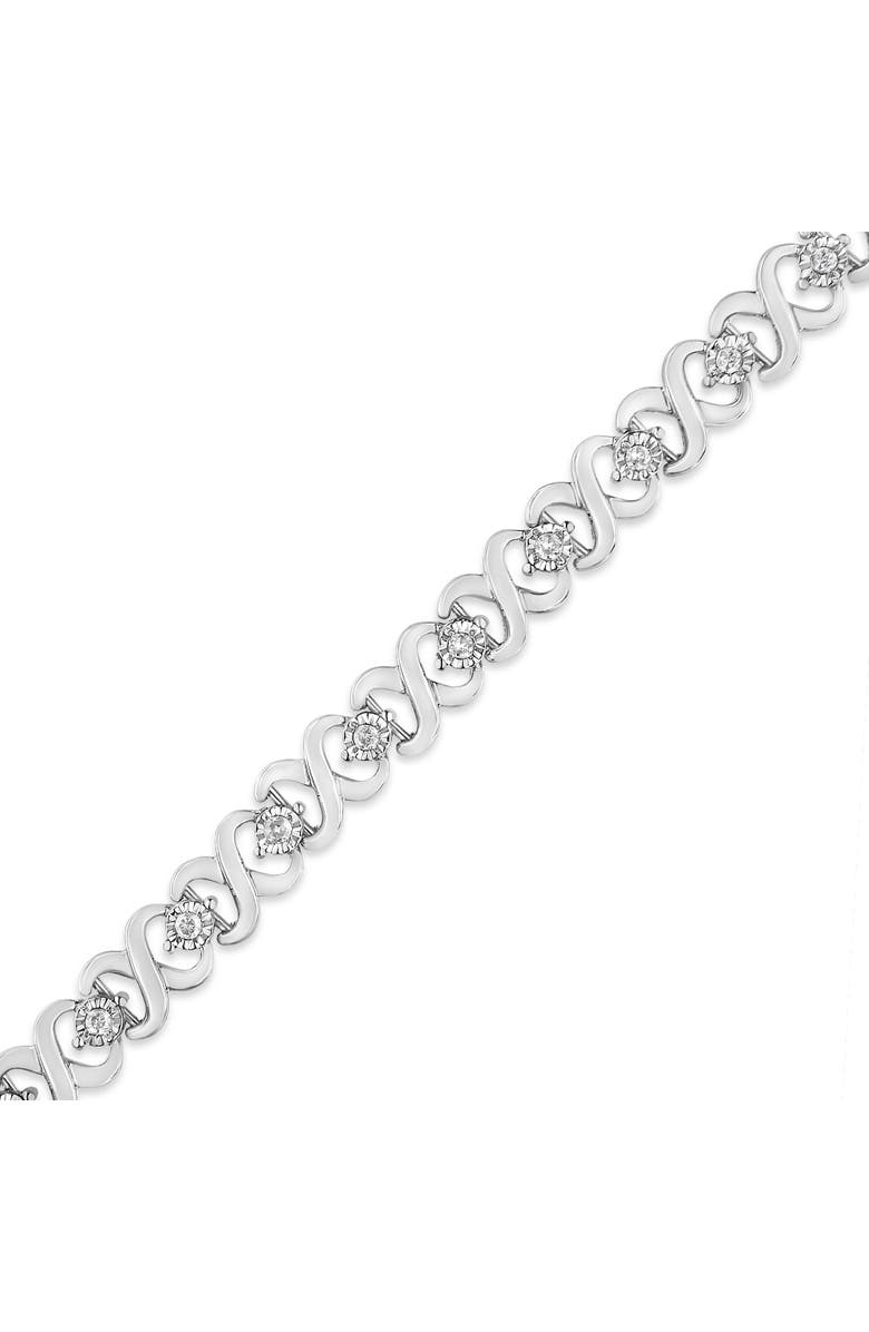 Haus of Brilliance Silver 1/3 Cttw Miracle Plate Diamond Infinity Link Bracelet, Alternate, color, White