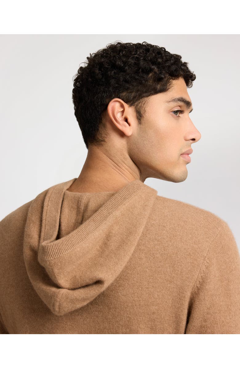 Onia 100% Cashmere Hooded Pullover, Alternate, color, Camel