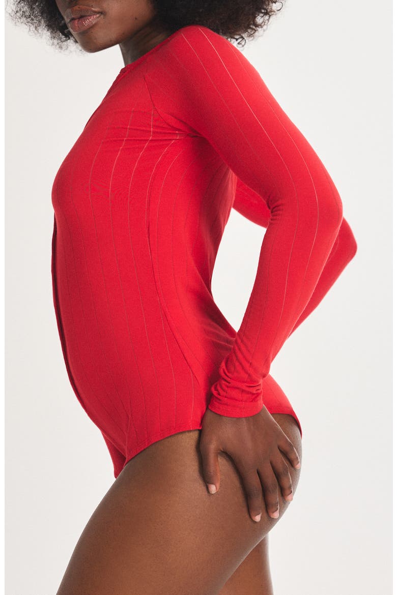 Sleek Stitch Snap Pajama Romper, Alternate, color, TIMELESS RED