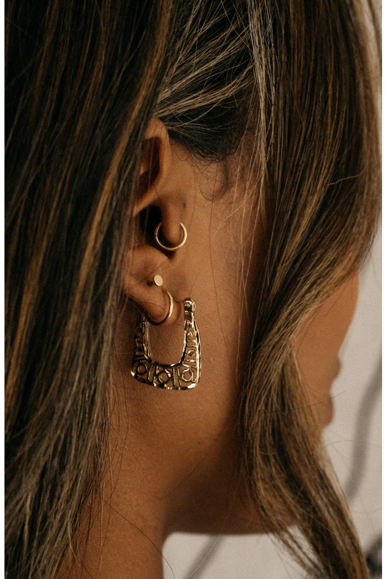 Monroe Hoop Earrings, Alternate, color, GOLD