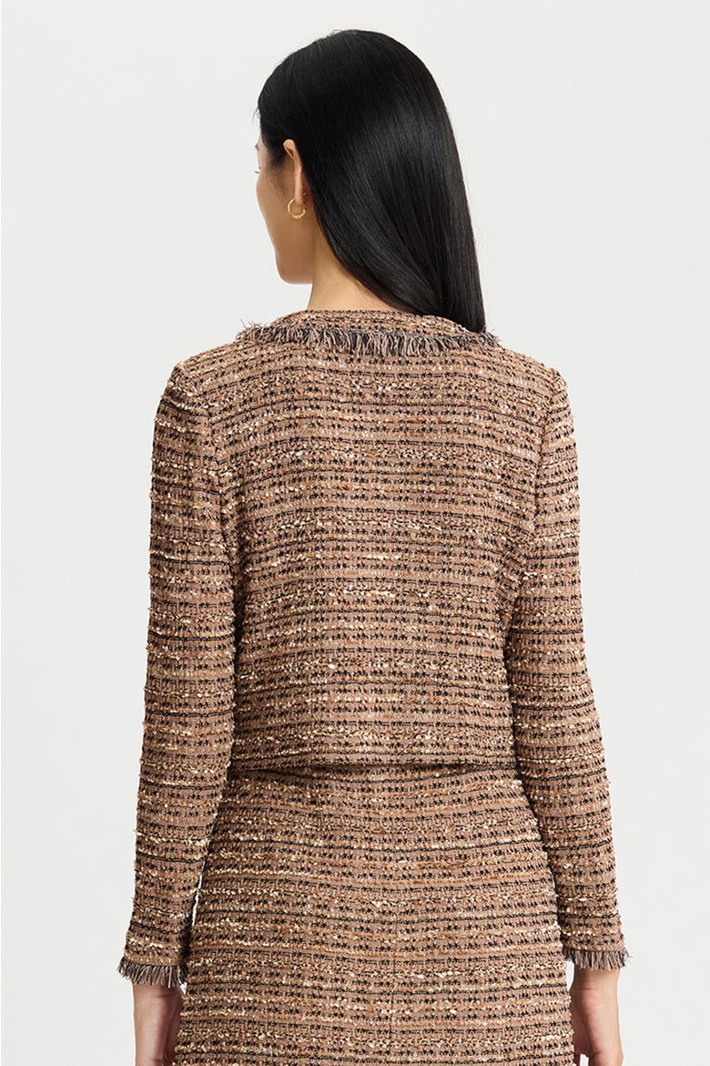 Eyelash Tweed Knit Jacket, Alternate, color, Warm Taupe/Black