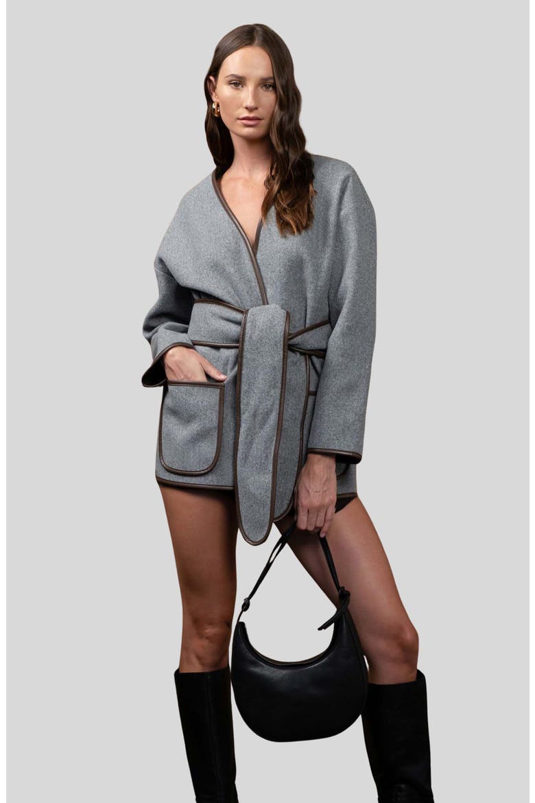 Belted Coat, Alternate, color, HEATHER GREY