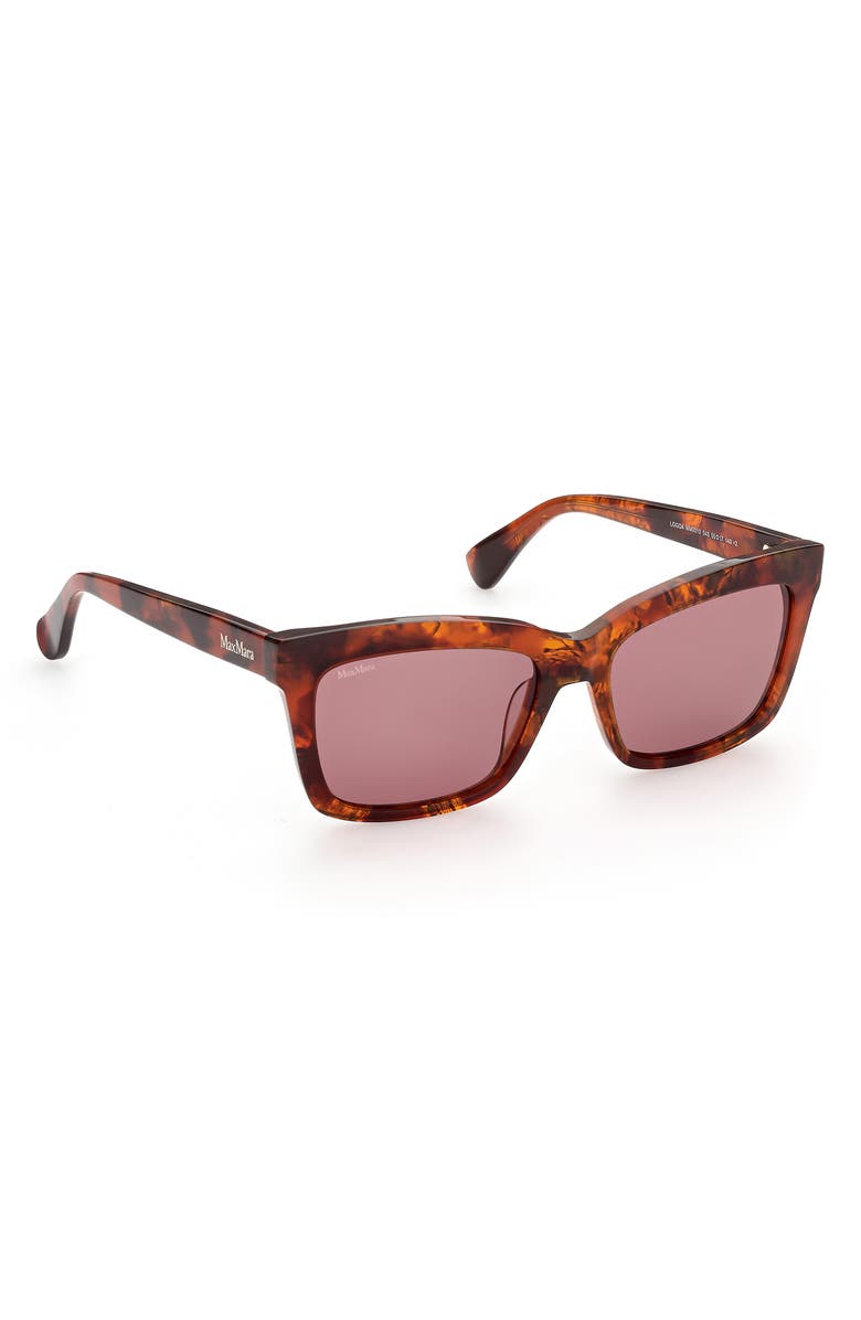 Max Mara 55mm Rectangular Sunglasses, Alternate, color, Red Havana / Bordeaux