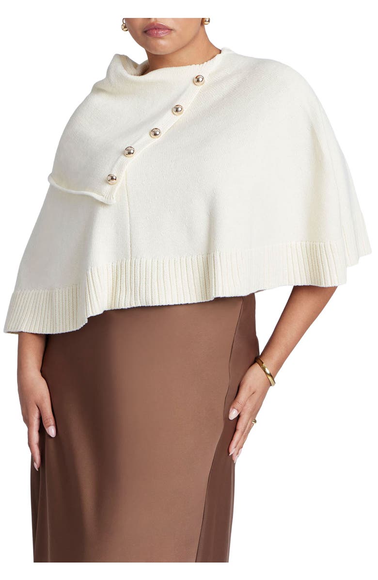ELOQUII Button Detail Sweater Poncho, Main, color, Dew