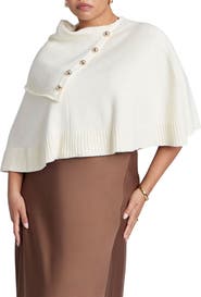 ELOQUII Button Detail Sweater Poncho