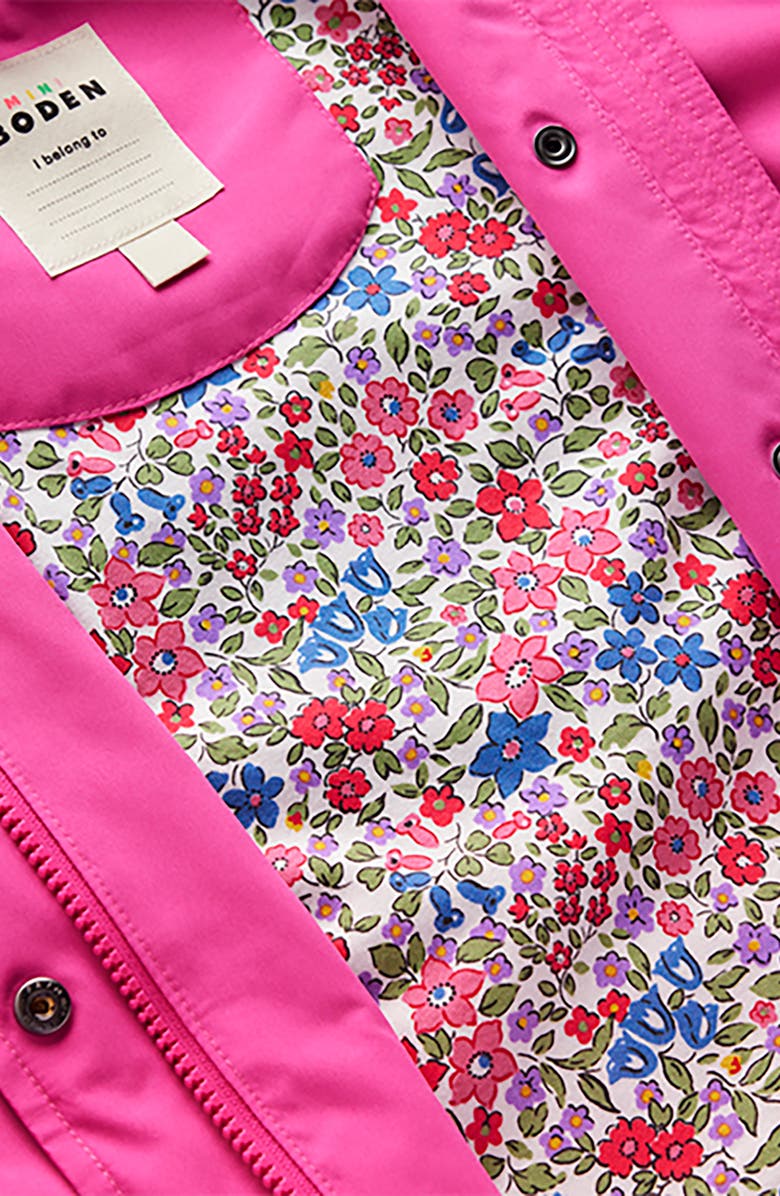 Mini Boden Kids' Waterproof Fisherman Hooded Raincoat, Alternate, color, Raspberry Pink