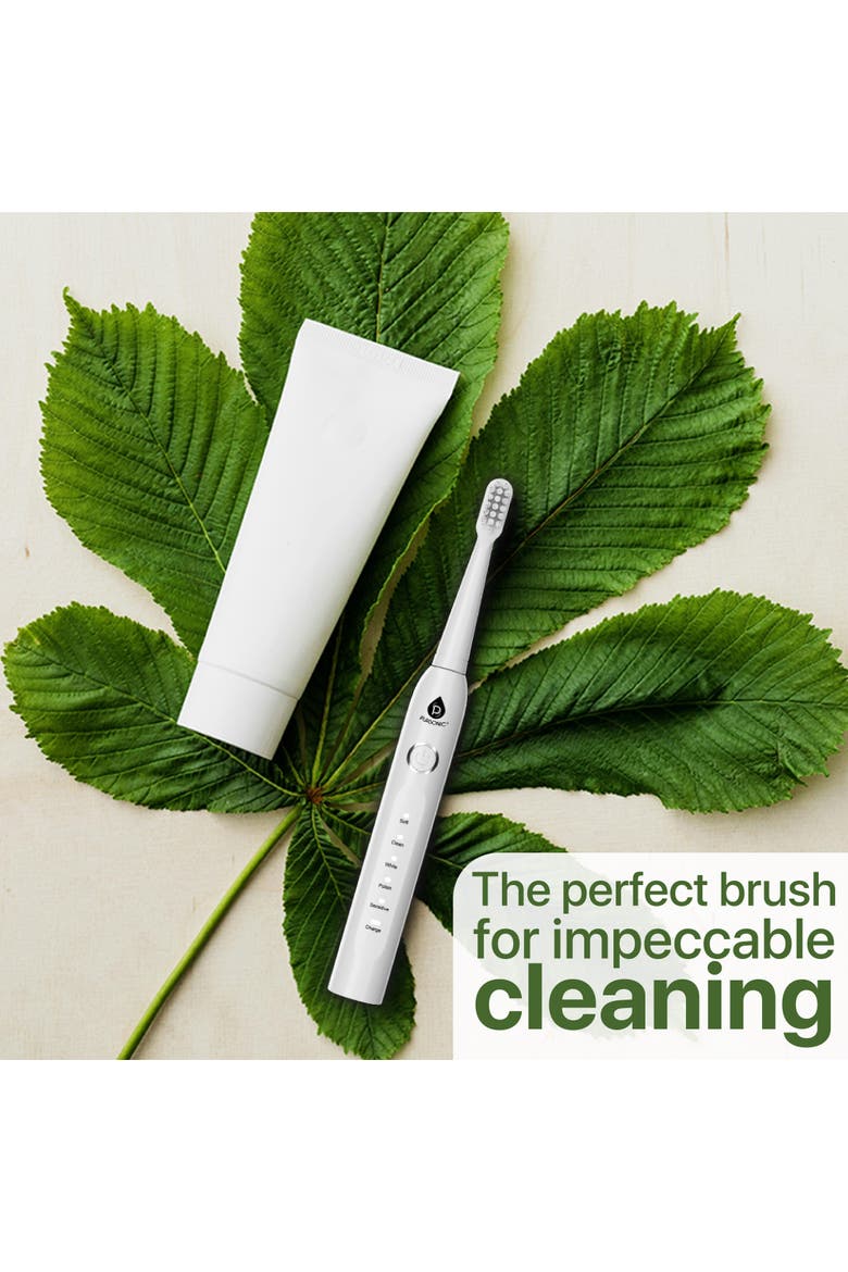 USB Rechargeable Sonic Toothbrush with 12 Brush Heads, Alternate, color, White
