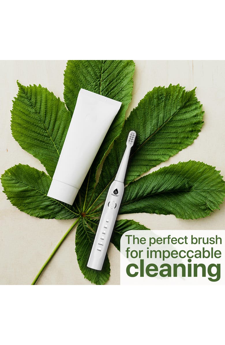 PURSONIC USB Rechargeable Sonic Toothbrush with 12 Brush Heads, Alternate, color, Blue