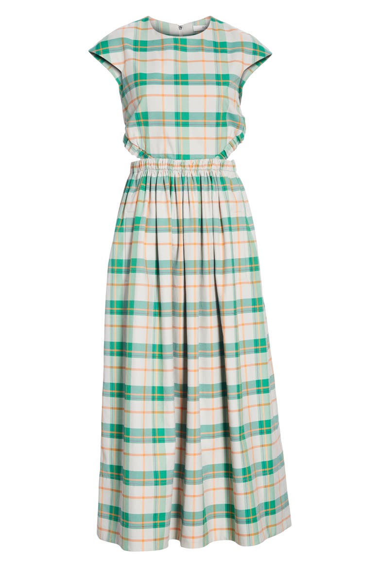 Hani Plaid Cutout Midi Dress, Alternate, color, PLAID MULTI