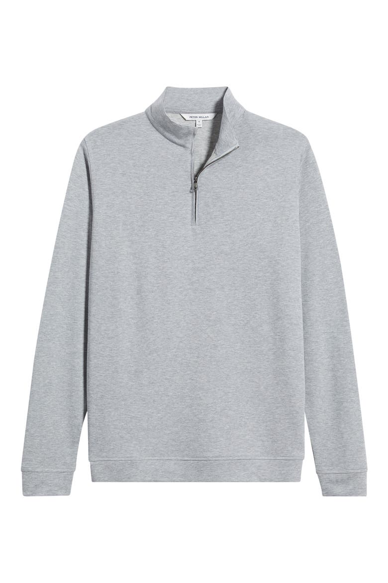 Comfort Interlock Organic Cotton Blend Quarter Zip Pullover, Alternate, color, GALE GREY