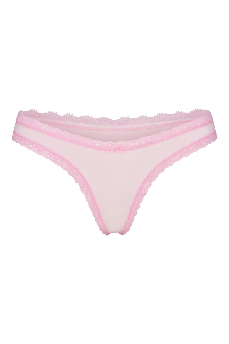 Lightweight Cotton Lace Trim Thong, Alternate, color, CHERRY BLOSSOM TONAL