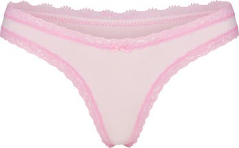 Lightweight Cotton Lace Trim Thong