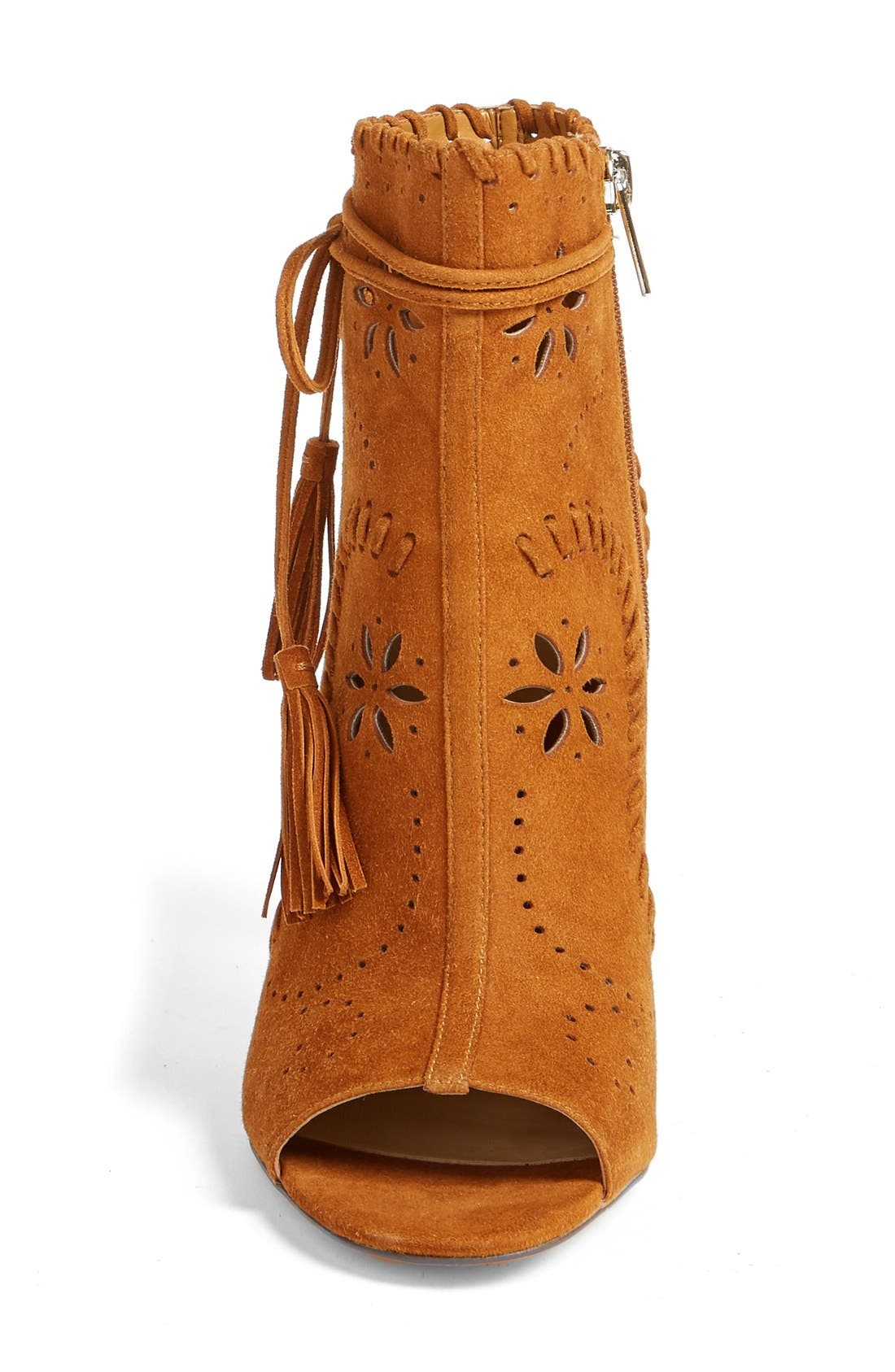 'Daner' Open Toe Bootie, Alternate, color, DARK MODERN COGNAC SUEDE