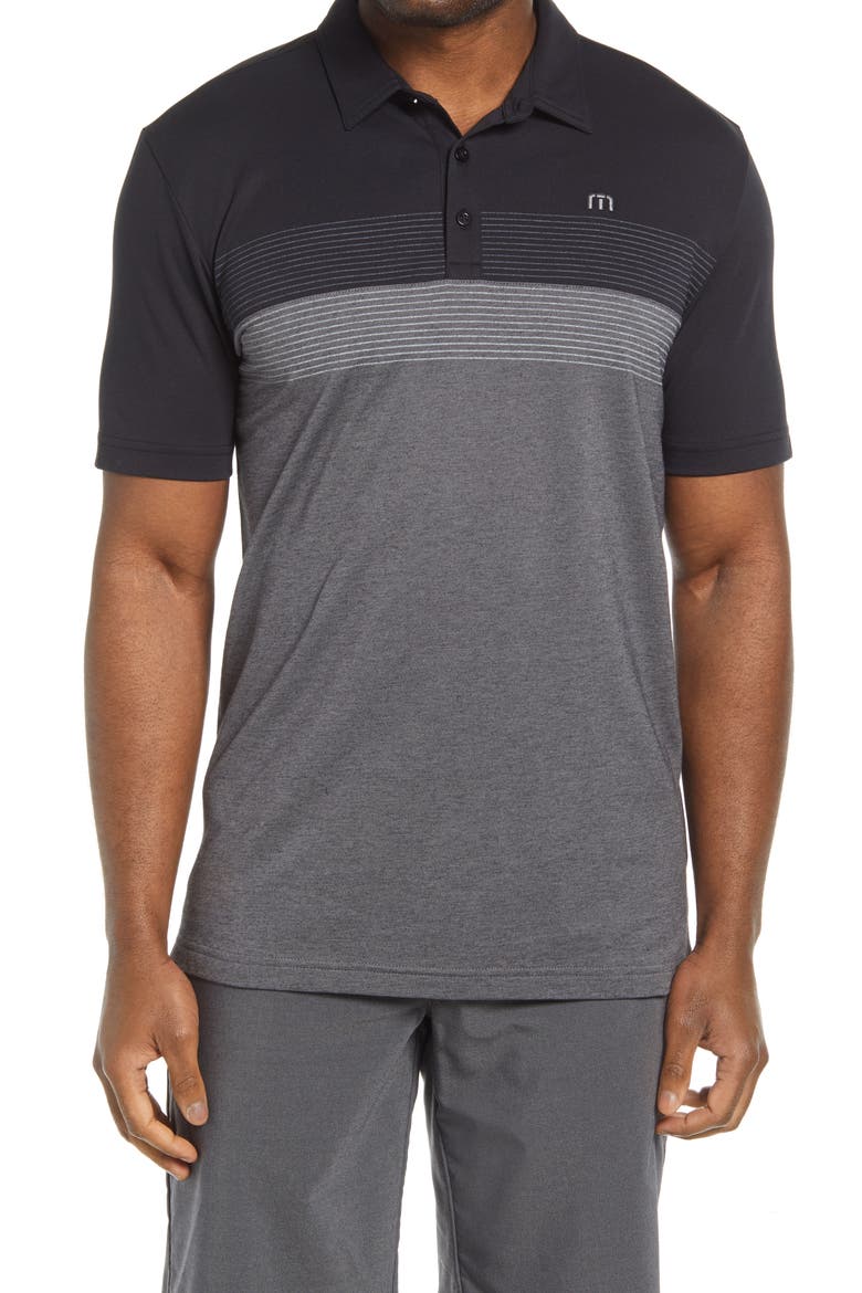 Best of Both Stripe Piqué Polo, Main, color, BLACK