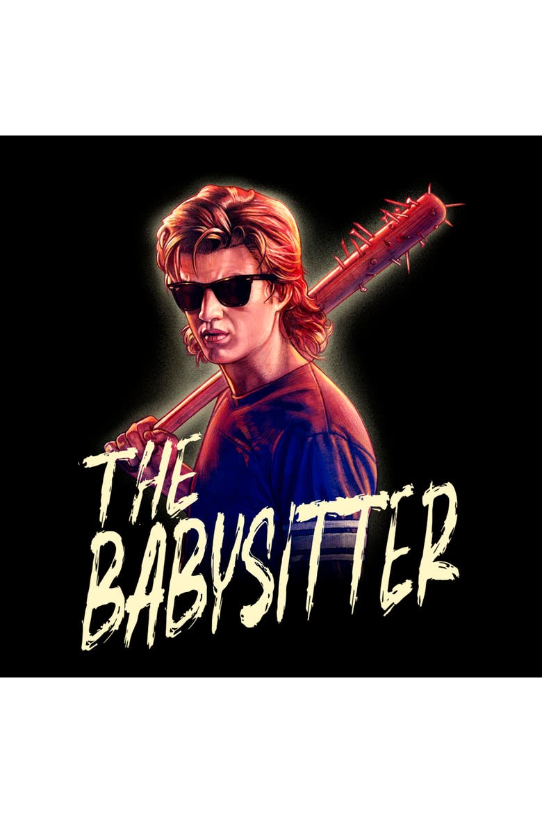 Men's Stranger Things Steve The Babysitter Portrait  Long Sleeve Shirt, Alternate, color, Black