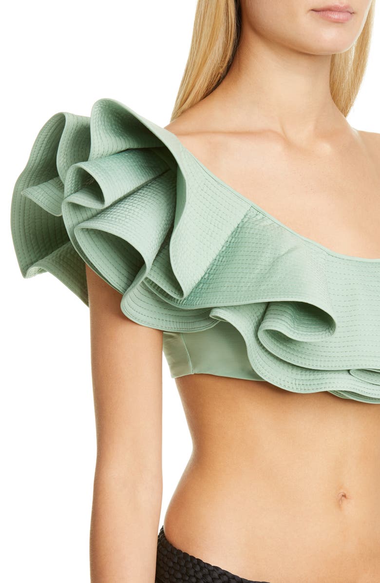 Johanna Ortiz Ruffle One-Shoulder Bikini Top, Alternate, color, 