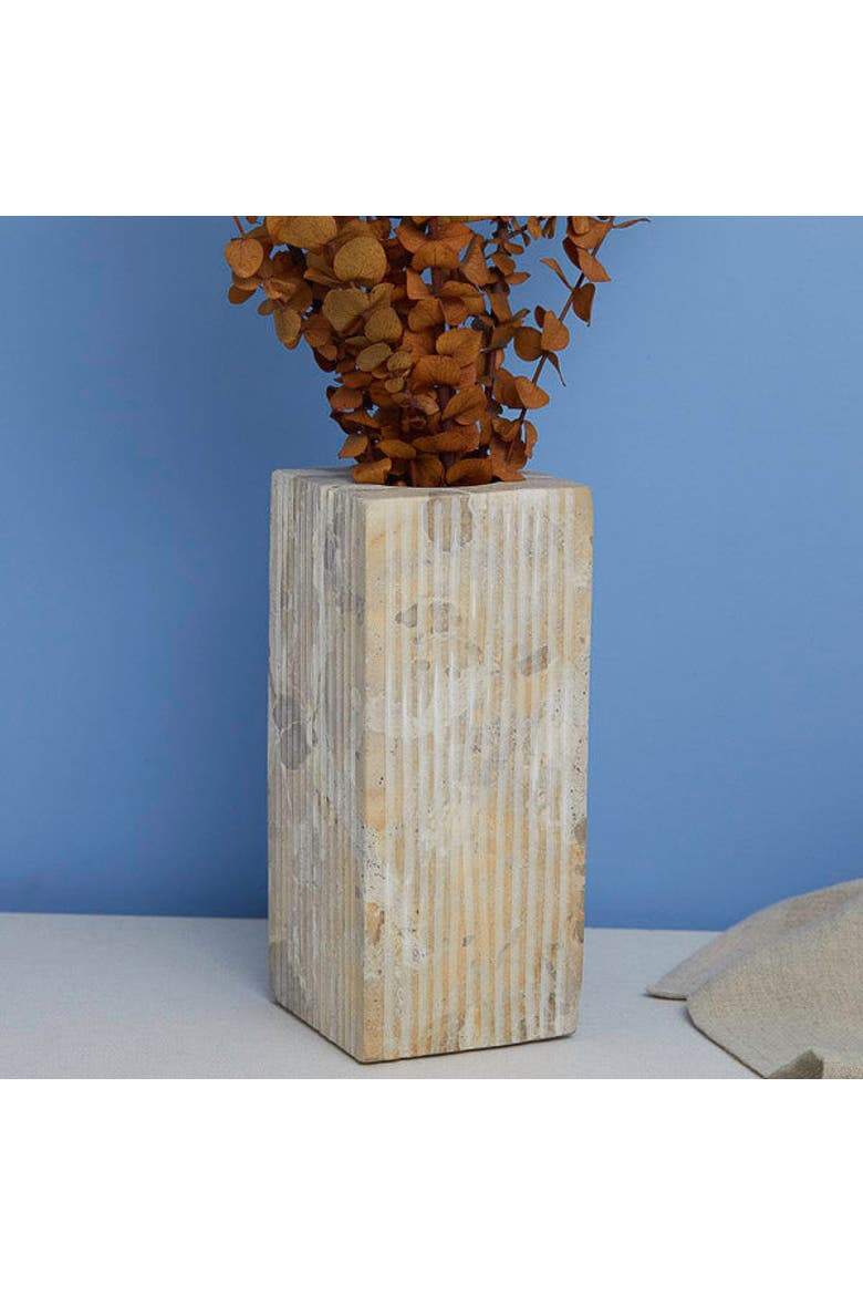 Ataca Marble Ribbed Vase, Alternate, color, Beige