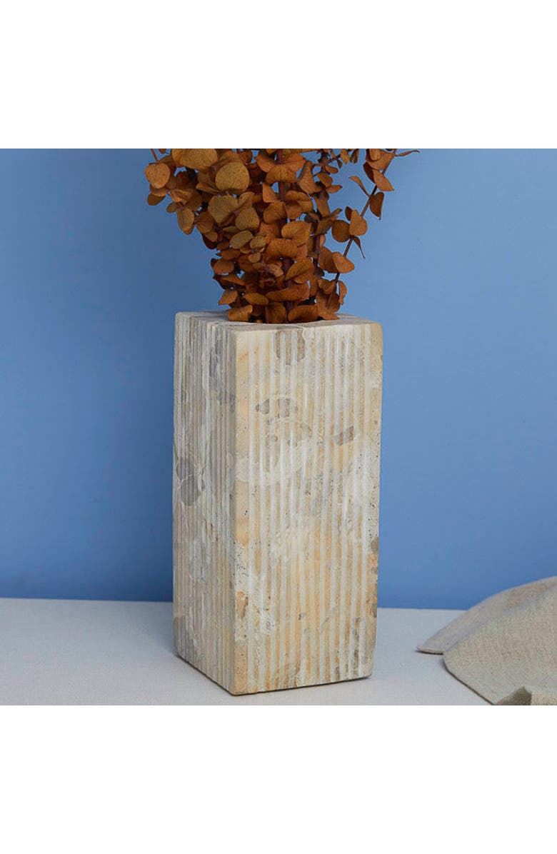 Be Home Ataca Marble Ribbed Vase, Alternate, color, Beige