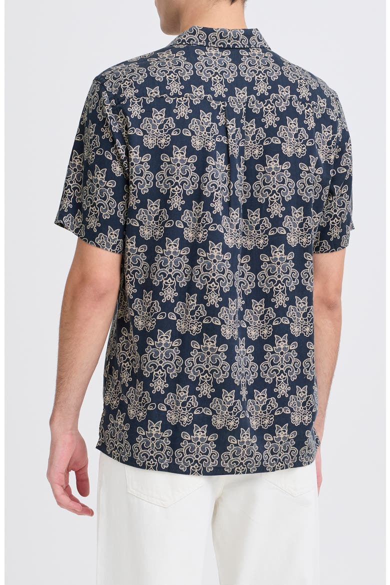 Regular Fit Cotton Blend Camp Shirt, Alternate, color, NAVY BLAZER